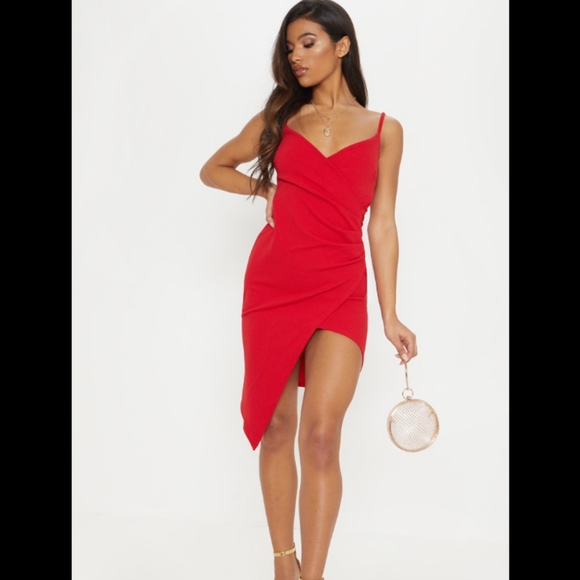 PrettyLittleThing Lauriell Wrap Crepe Midi Dress - Picture 1 of 7